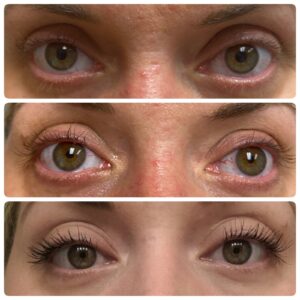 Woman's eyes after lash lift and tint.