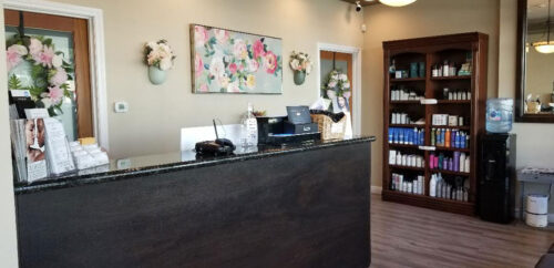 The front desk and inside the shop of Deja Vu Med Spa and Salon in Arcadia, CA.